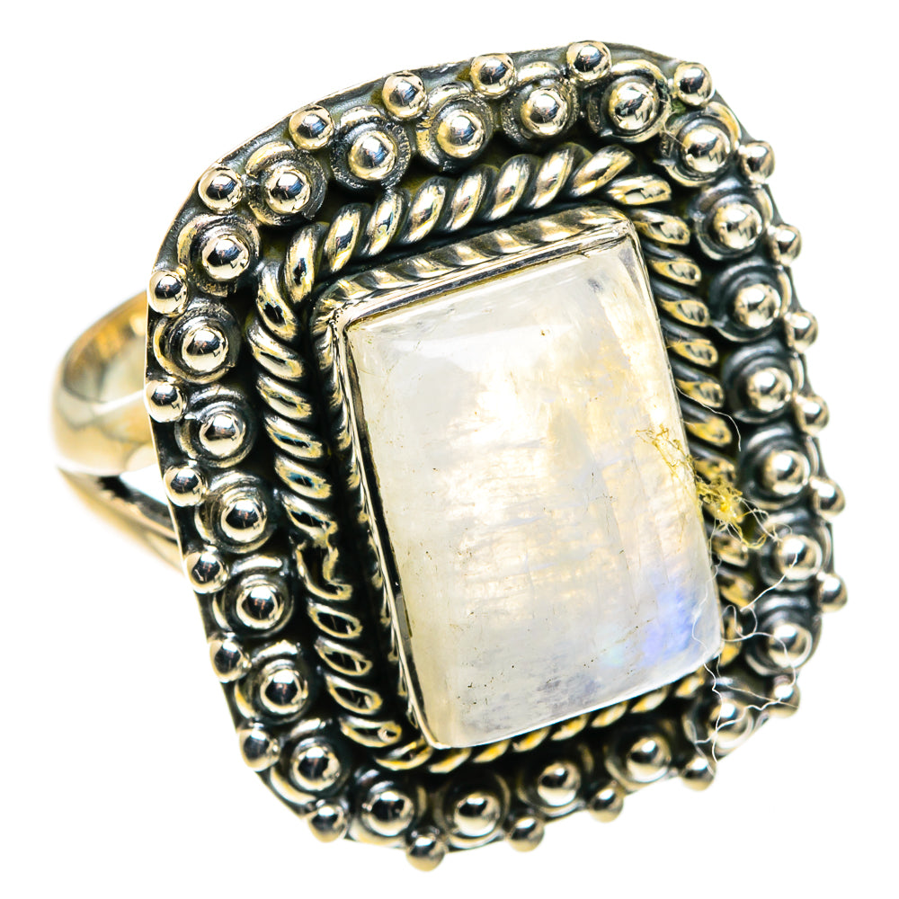 Rainbow Moonstone Rings handcrafted by Ana Silver Co - RING79738