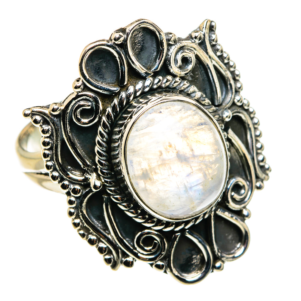 Rainbow Moonstone Rings handcrafted by Ana Silver Co - RING79739