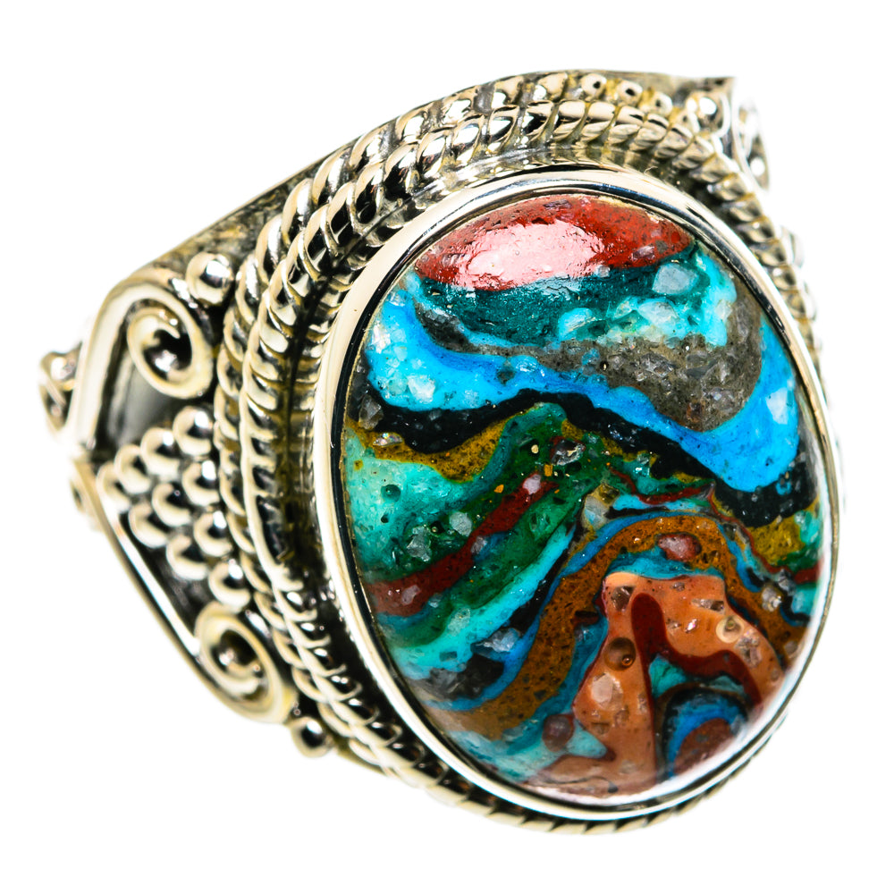 Rainbow Calsilica Rings handcrafted by Ana Silver Co - RING79741