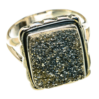 Spectro Pyrite Druzy Rings handcrafted by Ana Silver Co - RING79768