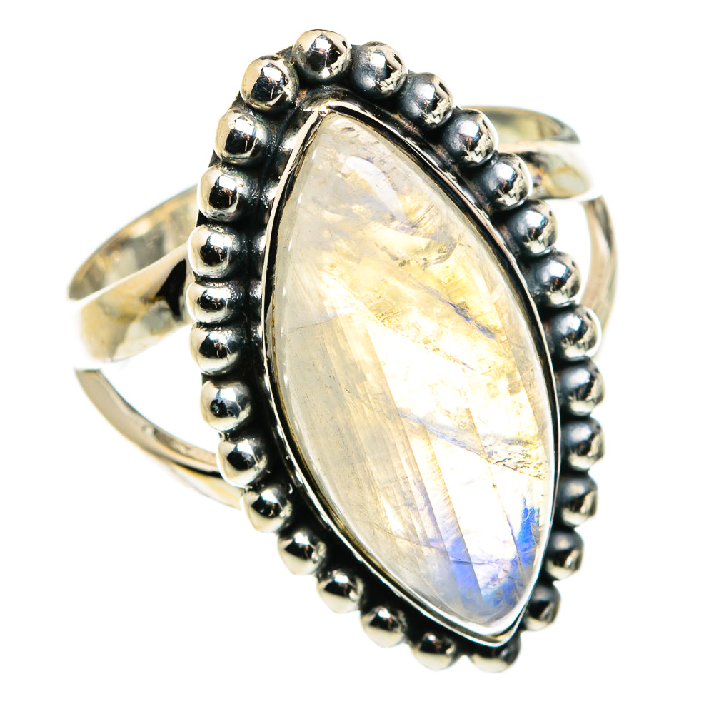 Rainbow Moonstone Rings handcrafted by Ana Silver Co - RING79774