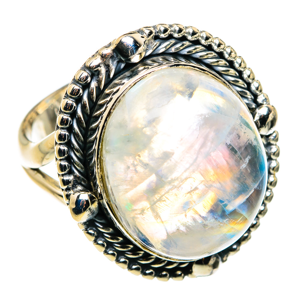 Rainbow Moonstone Rings handcrafted by Ana Silver Co - RING79810