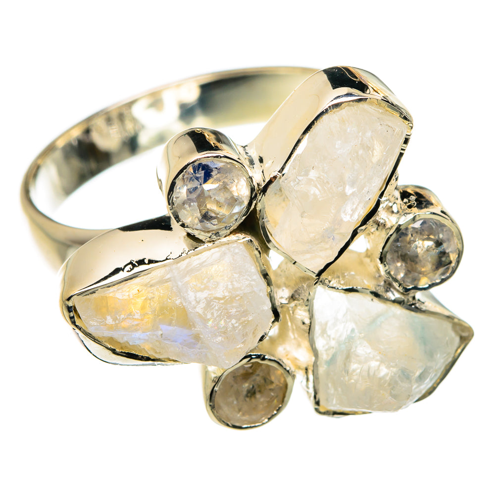 Rainbow Moonstone Rings handcrafted by Ana Silver Co - RING79841