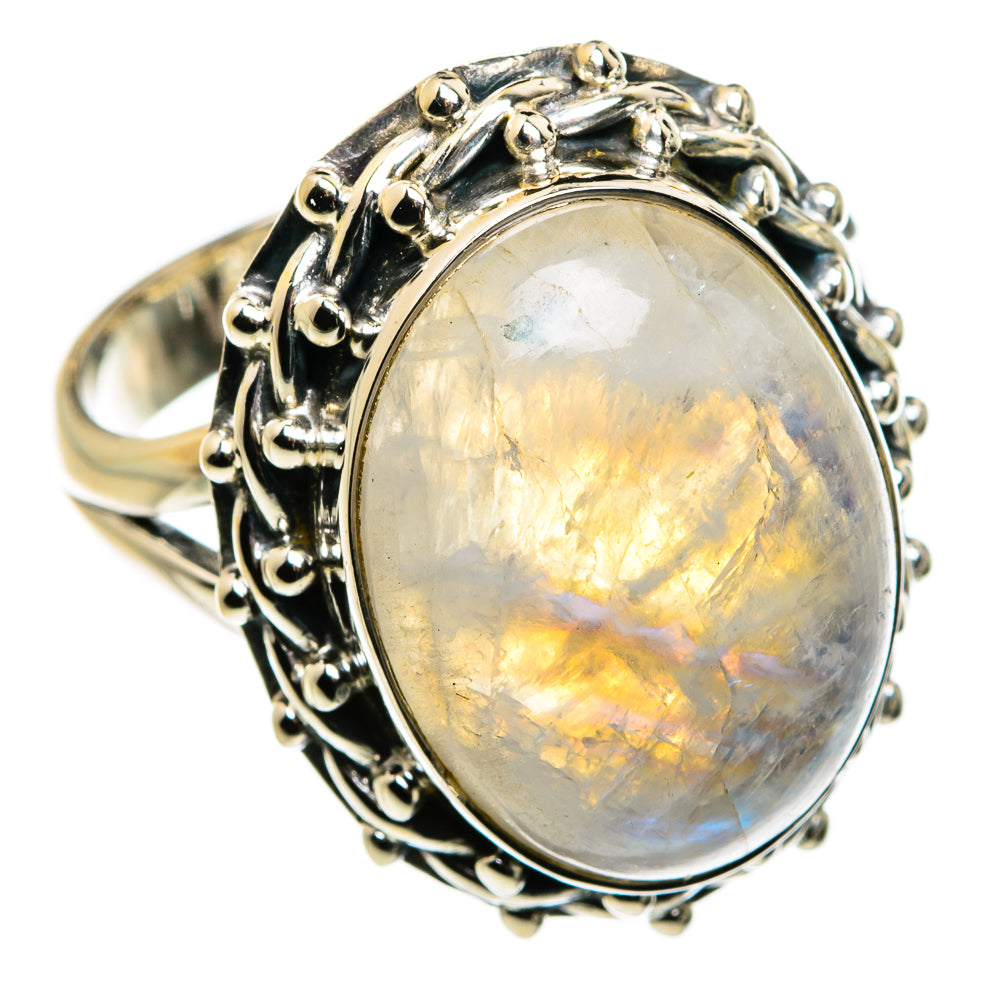 Rainbow Moonstone Rings handcrafted by Ana Silver Co - RING79842
