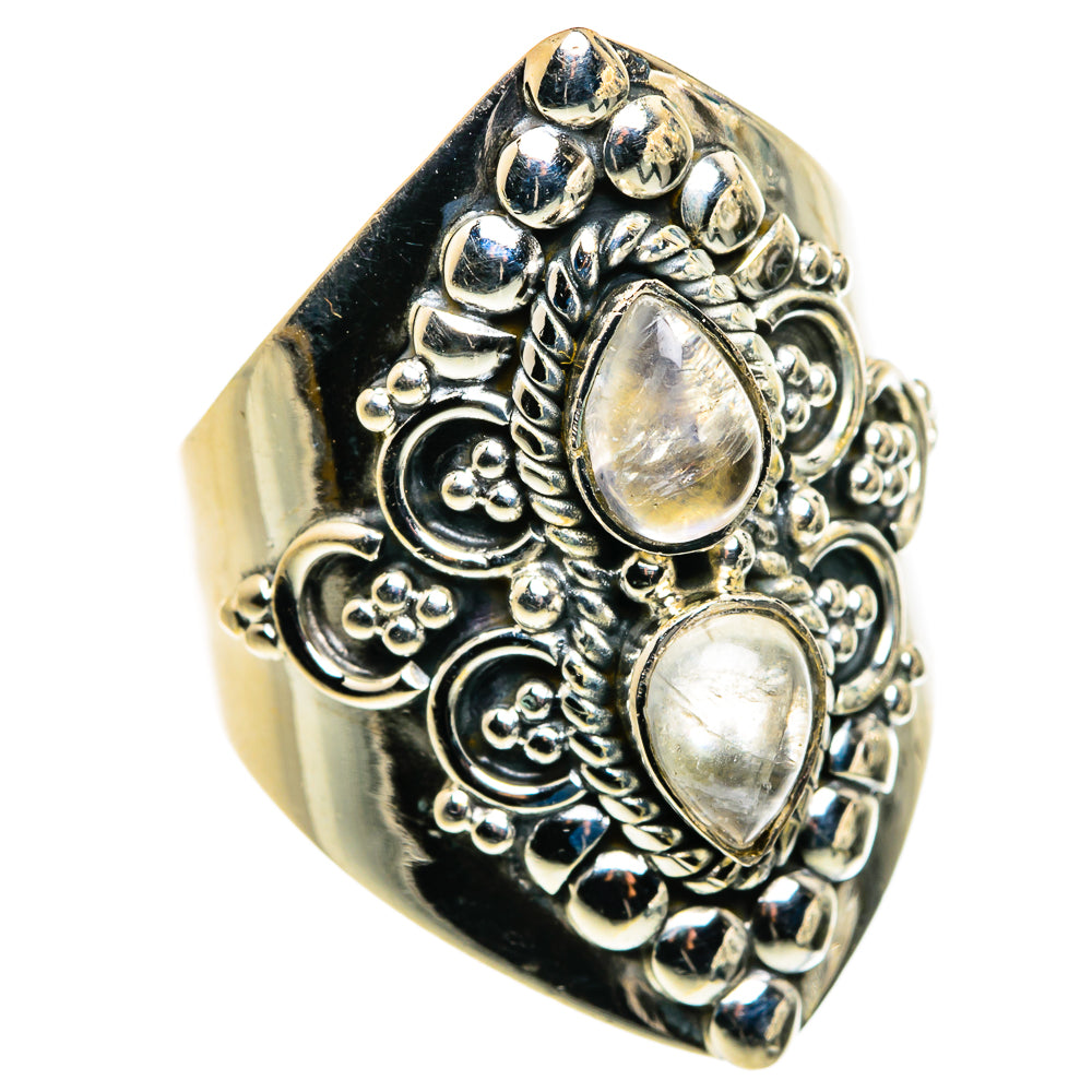 Rainbow Moonstone Rings handcrafted by Ana Silver Co - RING79843