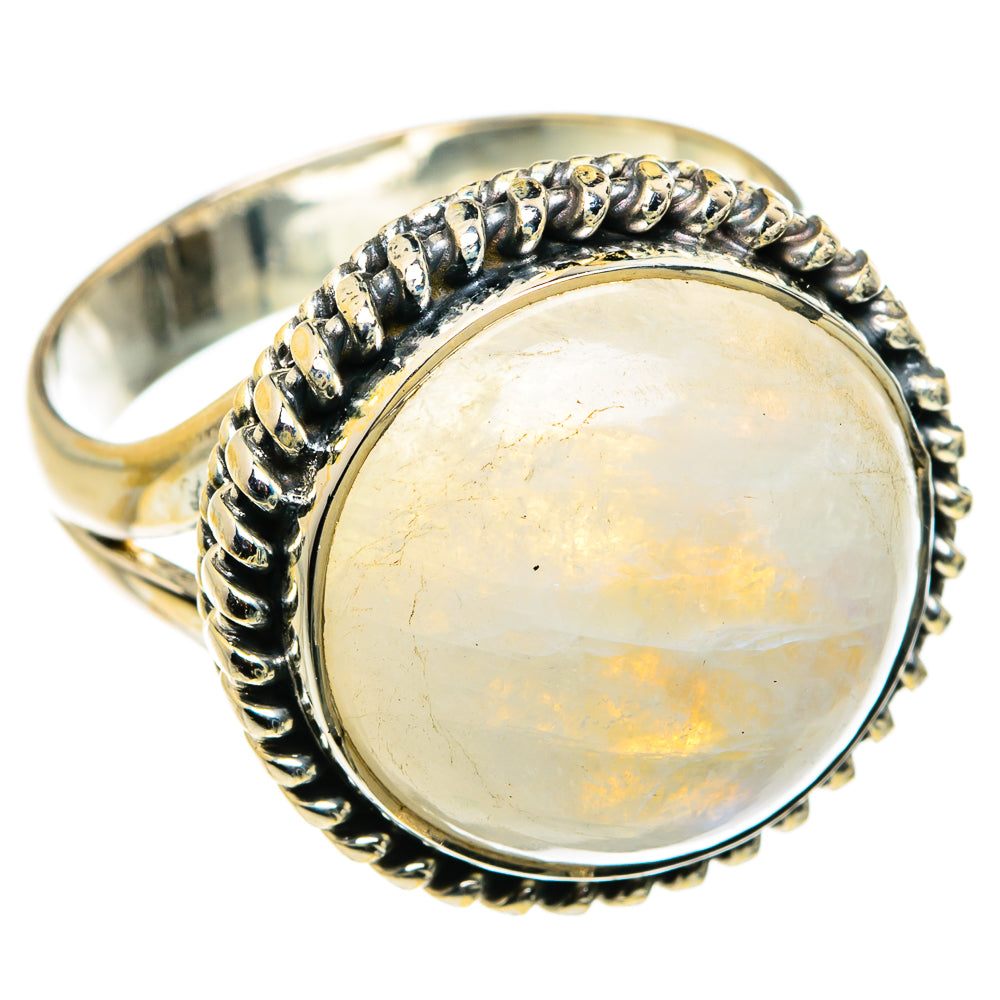 Rainbow Moonstone Rings handcrafted by Ana Silver Co - RING79876