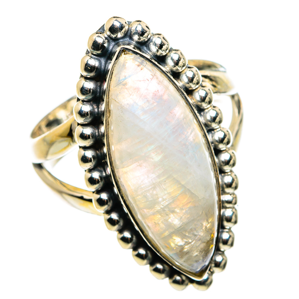 Rainbow Moonstone Rings handcrafted by Ana Silver Co - RING79909