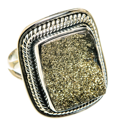 Spectro Pyrite Druzy Rings handcrafted by Ana Silver Co - RING79949