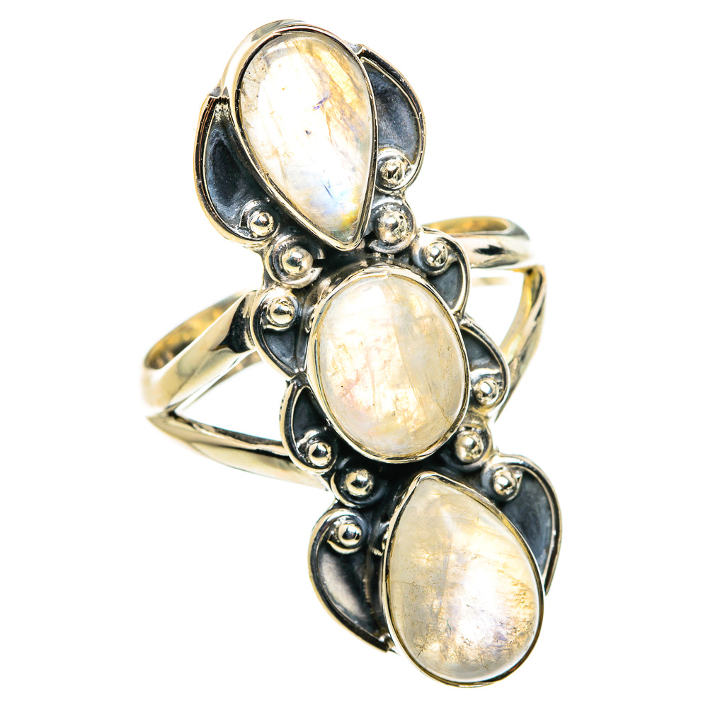 Rainbow Moonstone Rings handcrafted by Ana Silver Co - RING79954