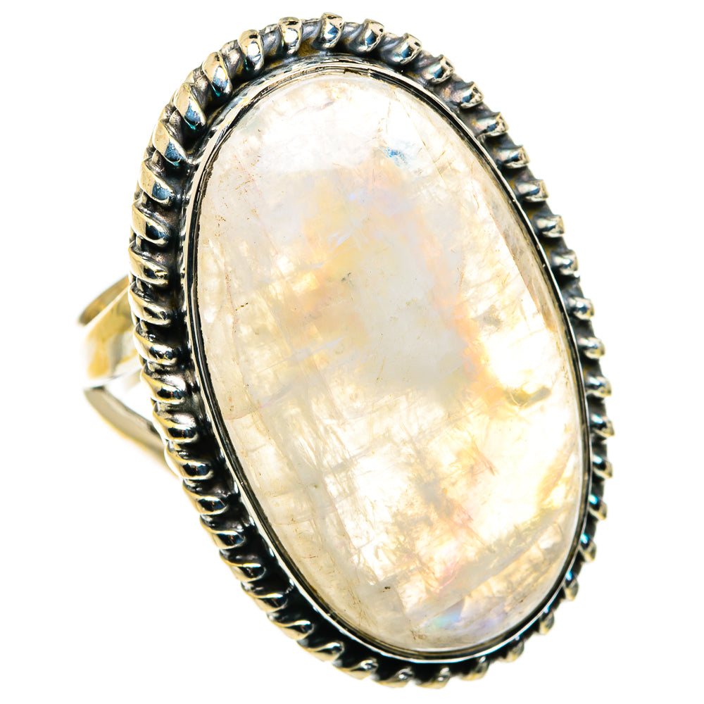 Rainbow Moonstone Rings handcrafted by Ana Silver Co - RING79956