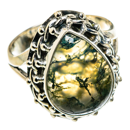 Green Moss Agate Rings handcrafted by Ana Silver Co - RING79980