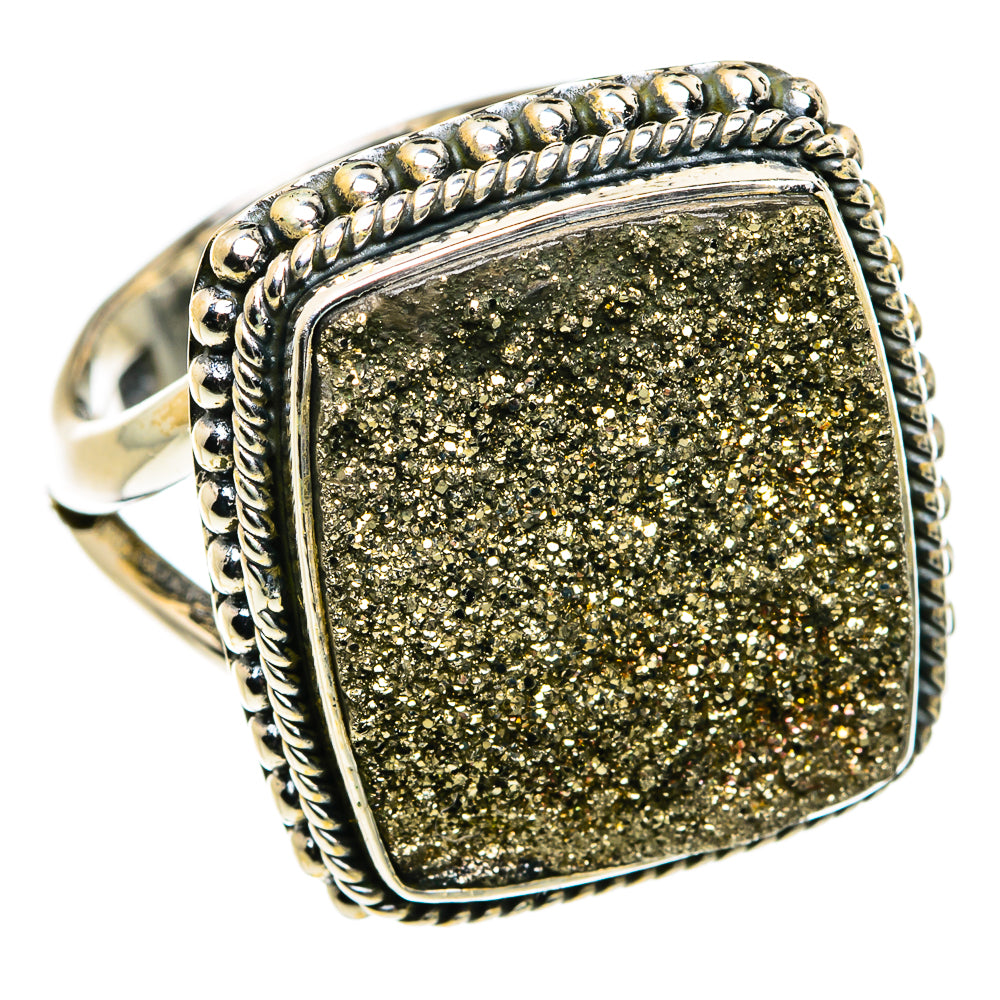 Spectro Pyrite Druzy Rings handcrafted by Ana Silver Co - RING79997