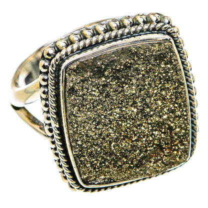 Spectro Pyrite Druzy Rings handcrafted by Ana Silver Co - RING79997