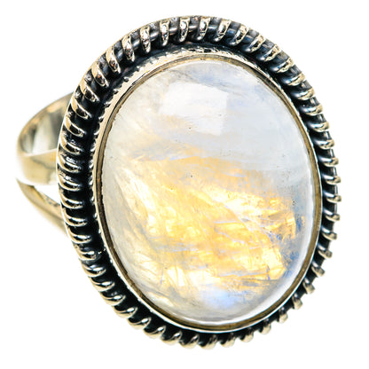 Rainbow Moonstone Rings handcrafted by Ana Silver Co - RING80002