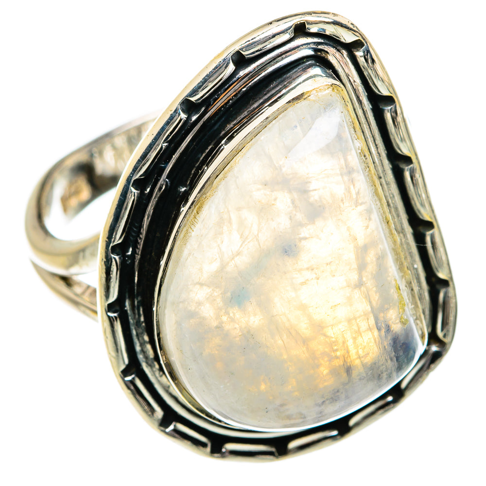 Rainbow Moonstone Rings handcrafted by Ana Silver Co - RING80003