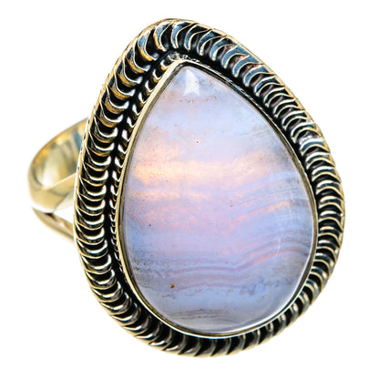 Blue Lace Agate Rings handcrafted by Ana Silver Co - RING80068