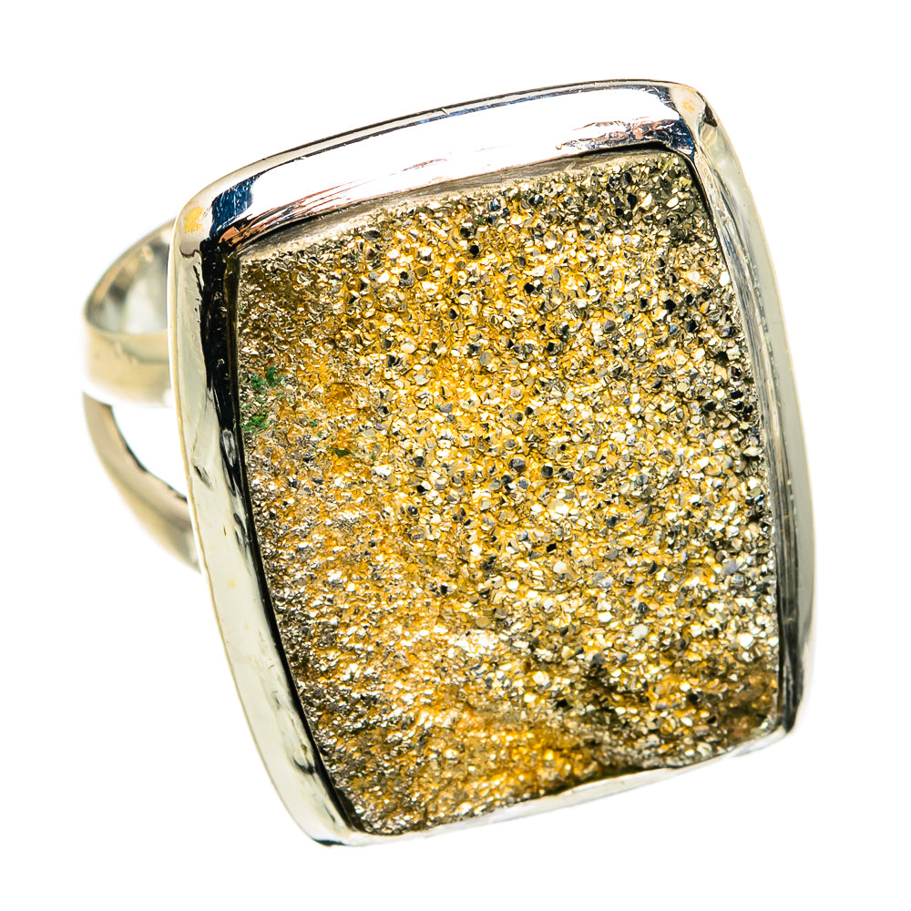 Spectro Pyrite Druzy Rings handcrafted by Ana Silver Co - RING80097