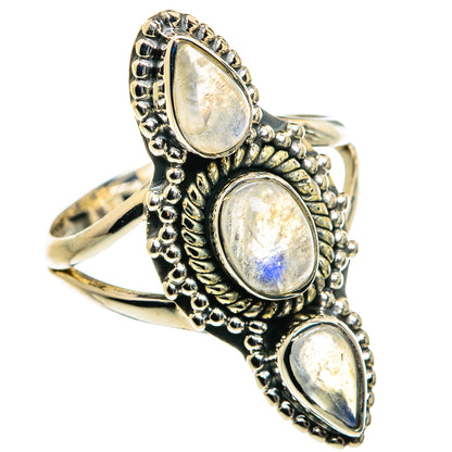 Rainbow Moonstone Rings handcrafted by Ana Silver Co - RING80101