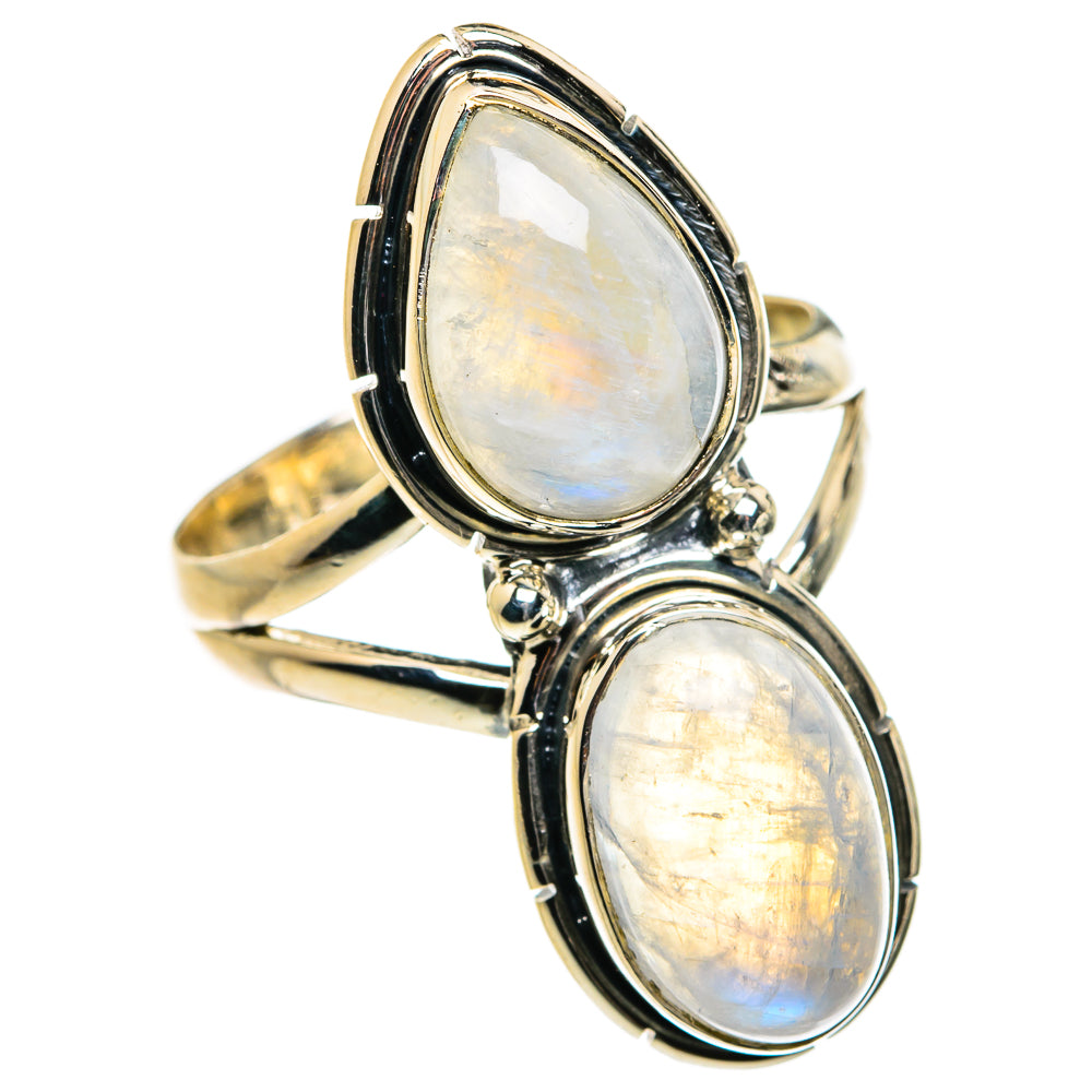 Rainbow Moonstone Rings handcrafted by Ana Silver Co - RING80164