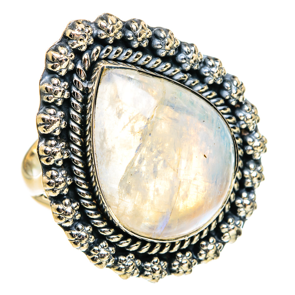 Rainbow Moonstone Rings handcrafted by Ana Silver Co - RING80267