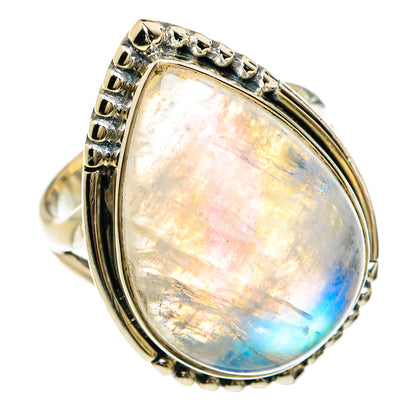 Rainbow Moonstone Rings handcrafted by Ana Silver Co - RING80296