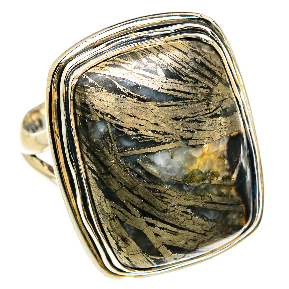 Pyrite Agate Rings handcrafted by Ana Silver Co - RING80324