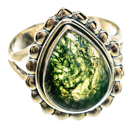 Green Moss Agate Rings handcrafted by Ana Silver Co - RING80338
