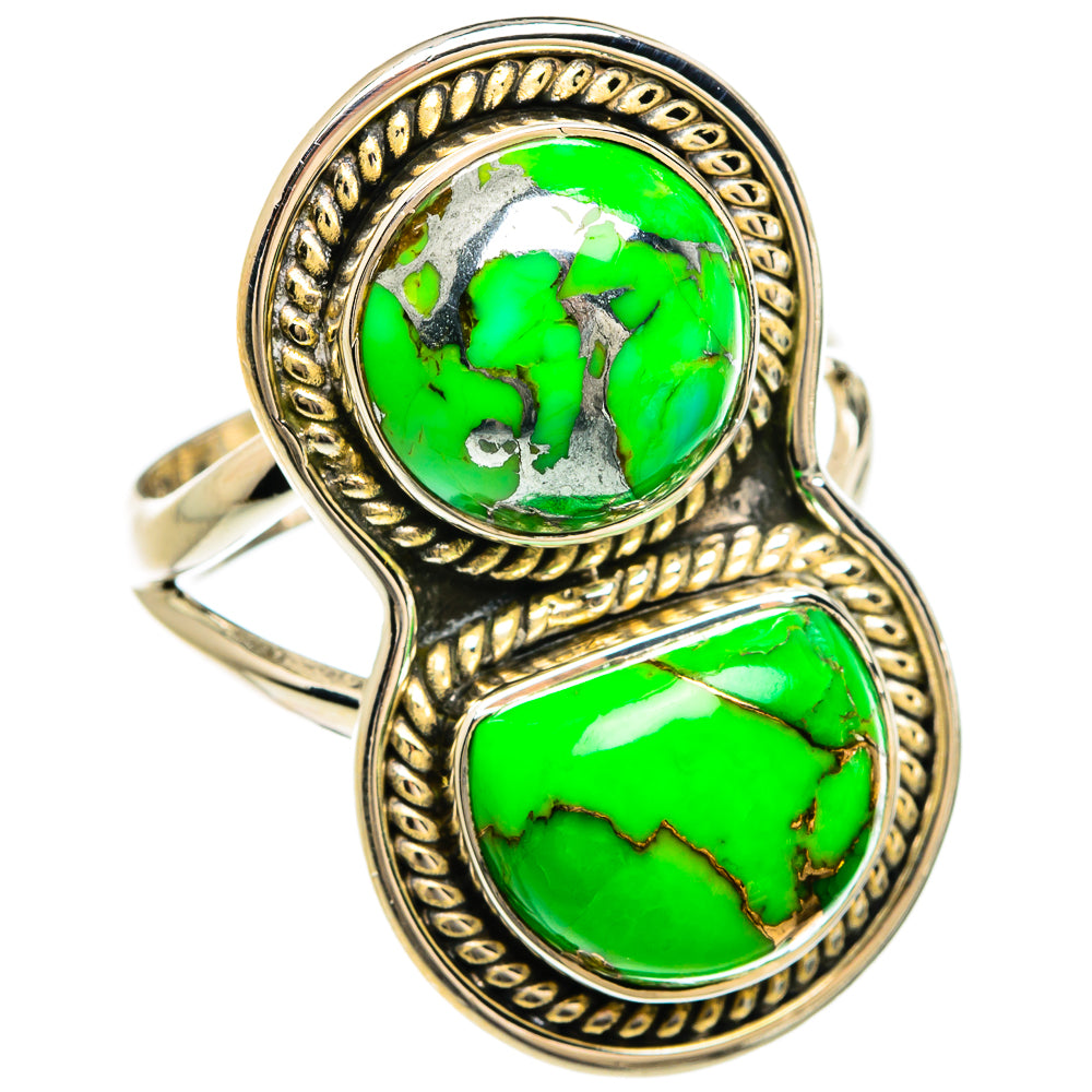 Green Copper Composite Turquoise Rings handcrafted by Ana Silver Co - RING80340