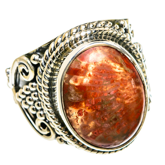 Red Horn Coral Rings handcrafted by Ana Silver Co - RING80346