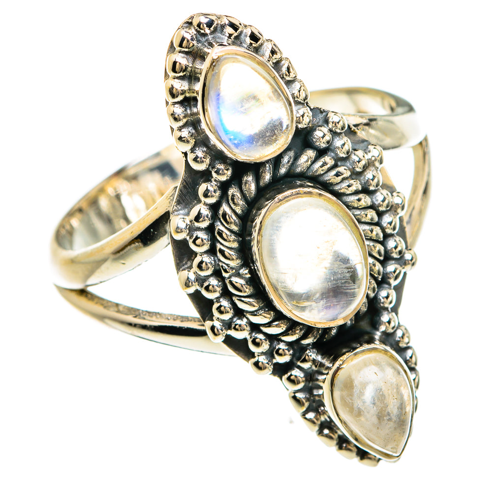 Rainbow Moonstone Rings handcrafted by Ana Silver Co - RING80355