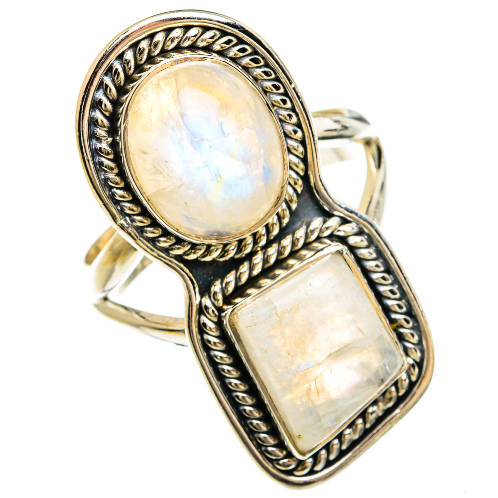 Rainbow Moonstone Rings handcrafted by Ana Silver Co - RING80381