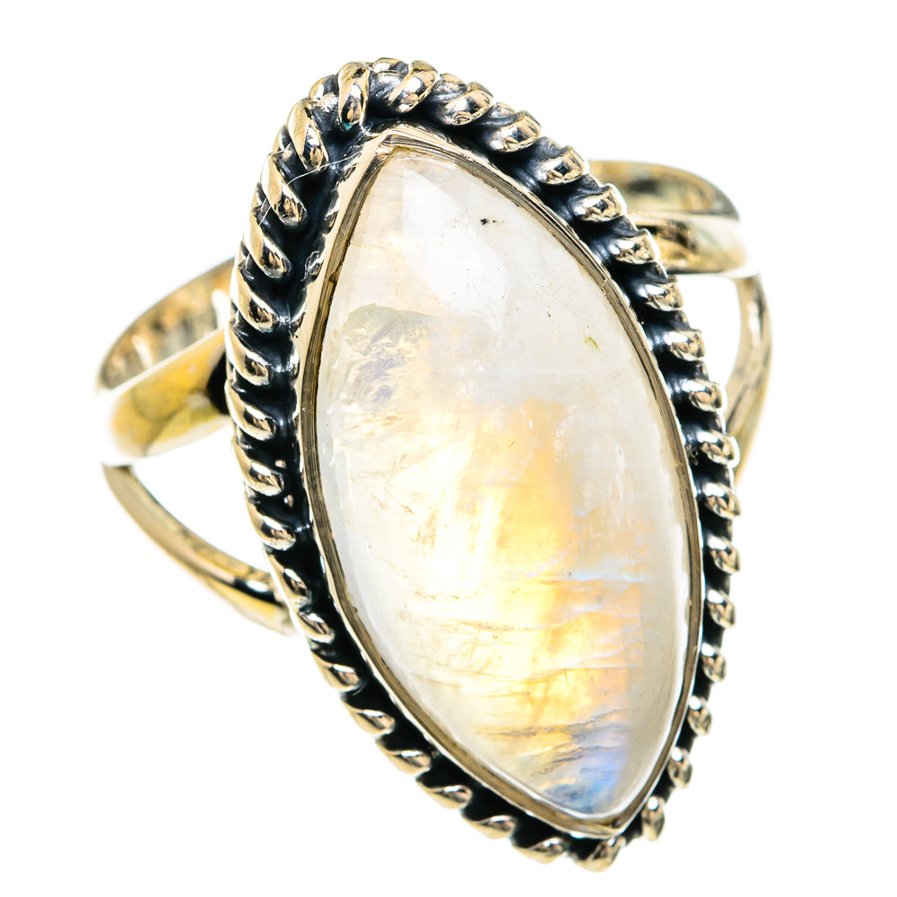 Rainbow Moonstone Rings handcrafted by Ana Silver Co - RING80382
