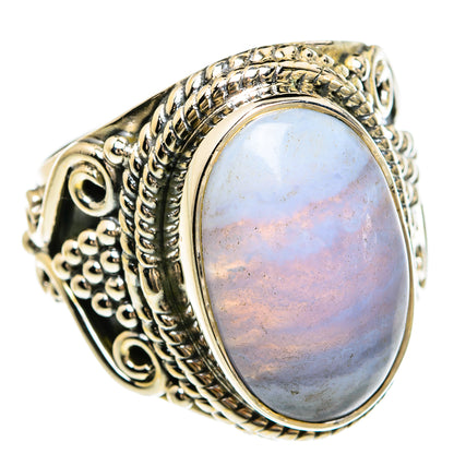 Blue Lace Agate Rings handcrafted by Ana Silver Co - RING80408