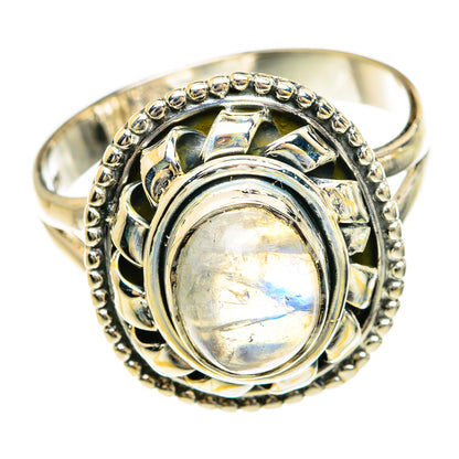 Rainbow Moonstone Rings handcrafted by Ana Silver Co - RING80409