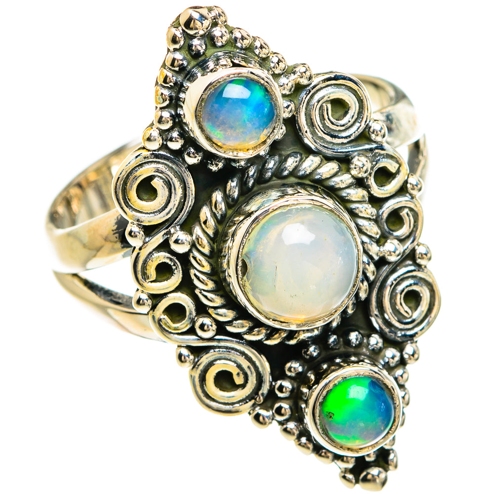 Rainbow Moonstone Rings handcrafted by Ana Silver Co - RING80410