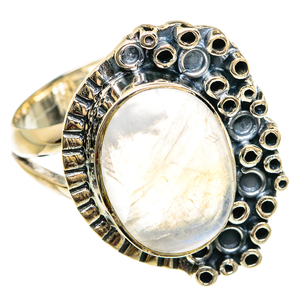 Rainbow Moonstone Rings handcrafted by Ana Silver Co - RING80433