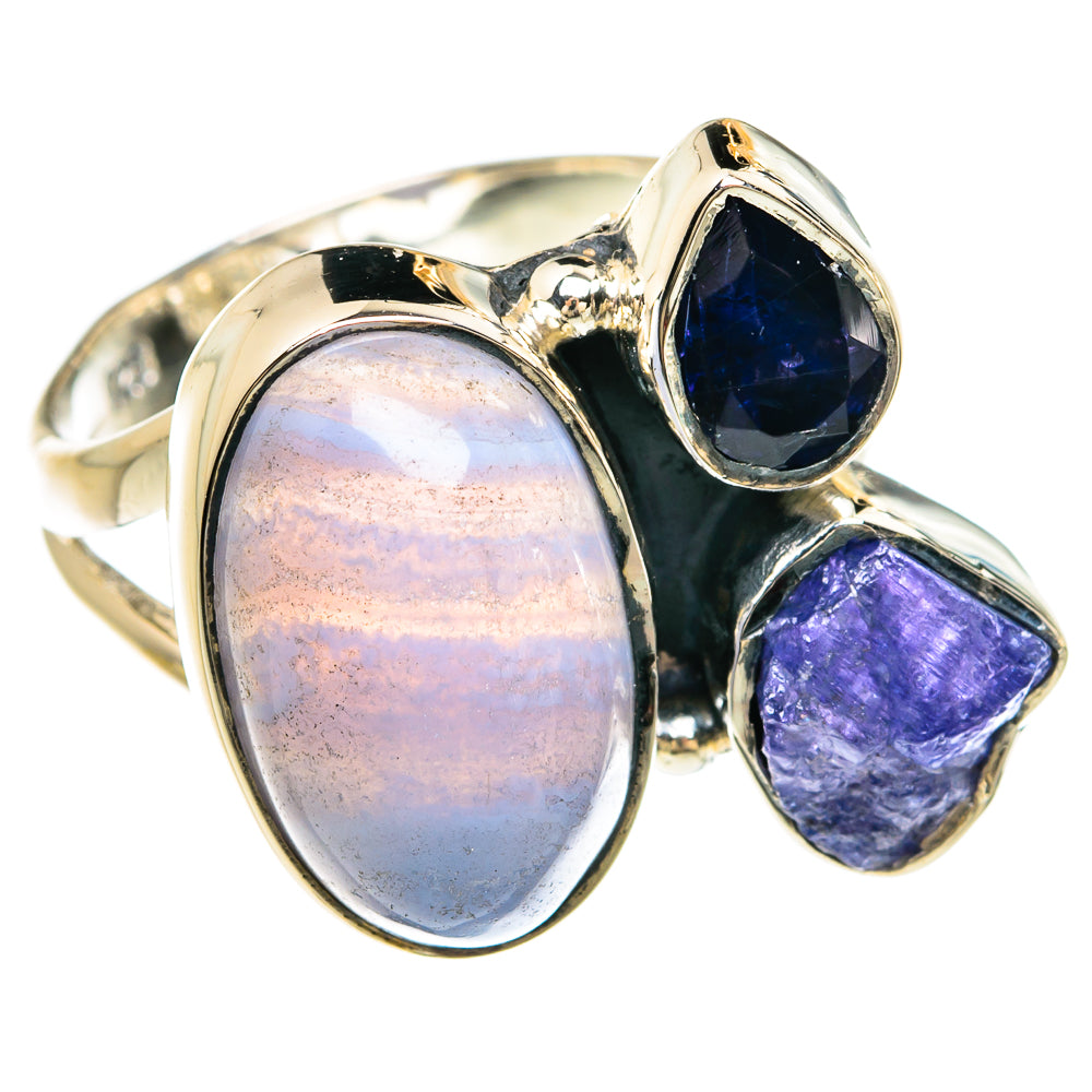 Blue Lace Agate Rings handcrafted by Ana Silver Co - RING80496