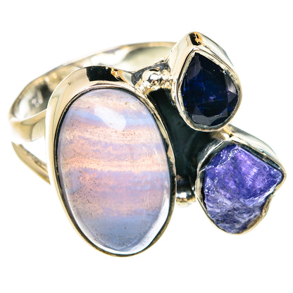 Blue Lace Agate Rings handcrafted by Ana Silver Co - RING80496