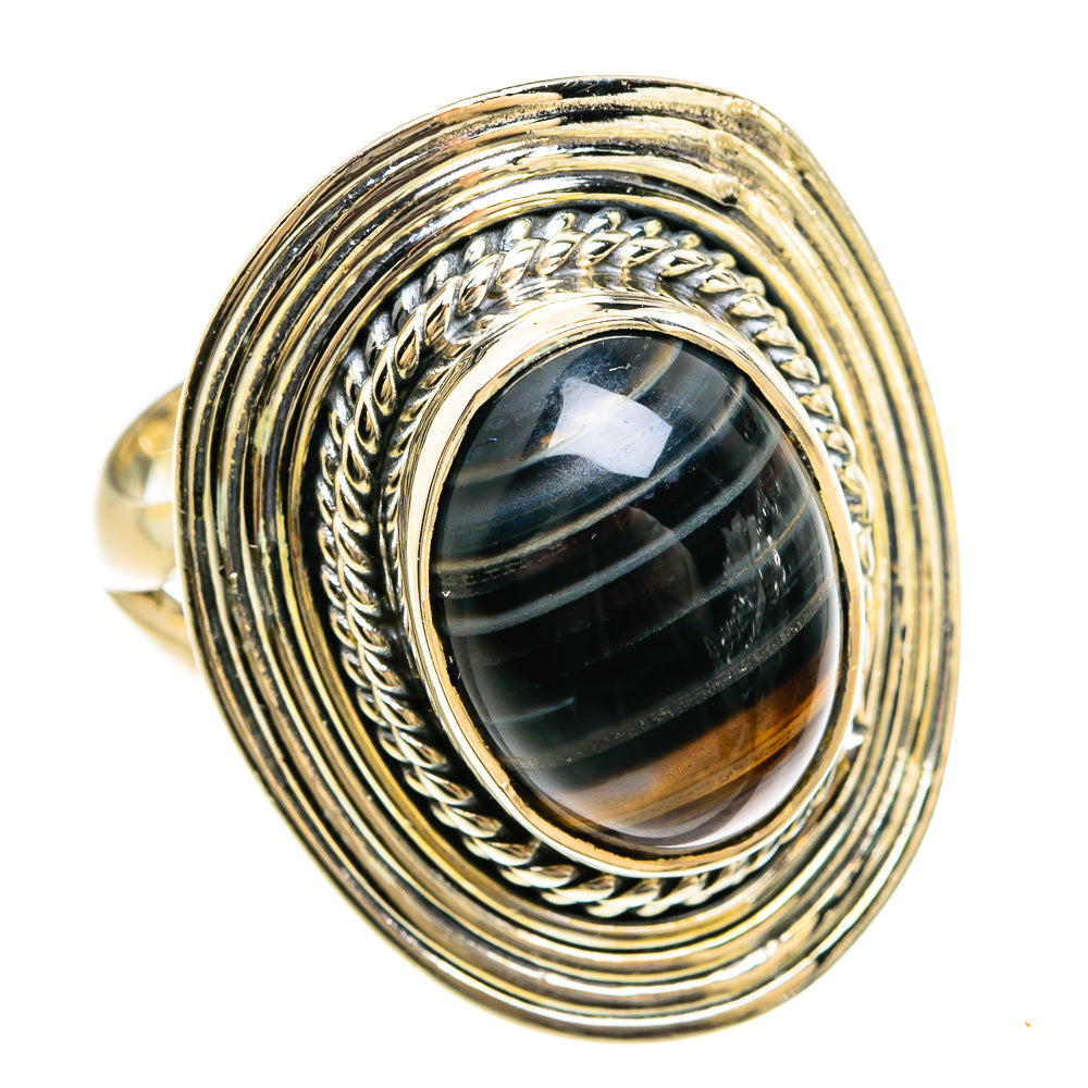 Black Banded Agate Rings handcrafted by Ana Silver Co - RING80499