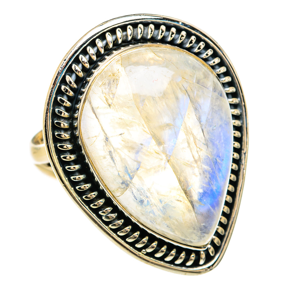 Rainbow Moonstone Rings handcrafted by Ana Silver Co - RING80523