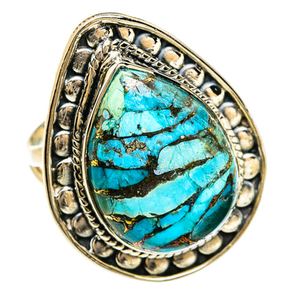 Blue Copper Composite Turquoise Rings handcrafted by Ana Silver Co - RING80532