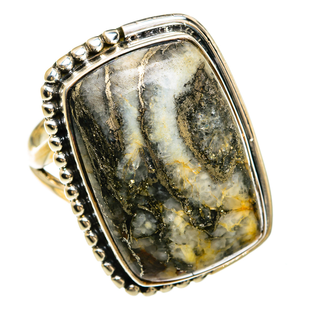 Pyrite Agate Rings handcrafted by Ana Silver Co - RING80556