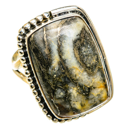 Pyrite Agate Rings handcrafted by Ana Silver Co - RING80556