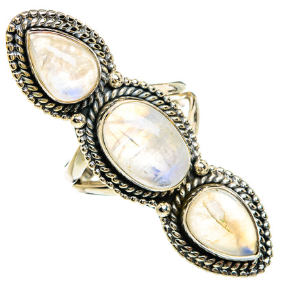 Rainbow Moonstone Rings handcrafted by Ana Silver Co - RING80560