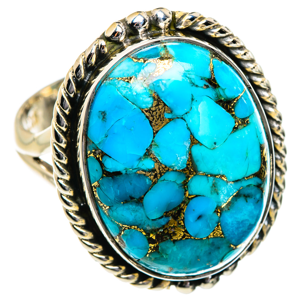 Blue Copper Composite Turquoise Rings handcrafted by Ana Silver Co - RING80575