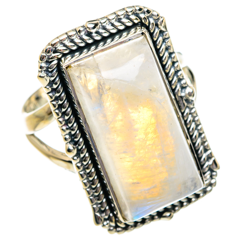Rainbow Moonstone Rings handcrafted by Ana Silver Co - RING80597