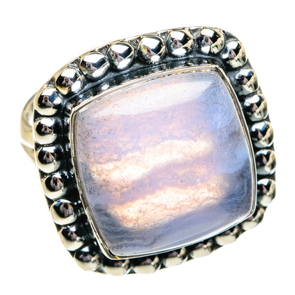 Blue Lace Agate Rings handcrafted by Ana Silver Co - RING80598