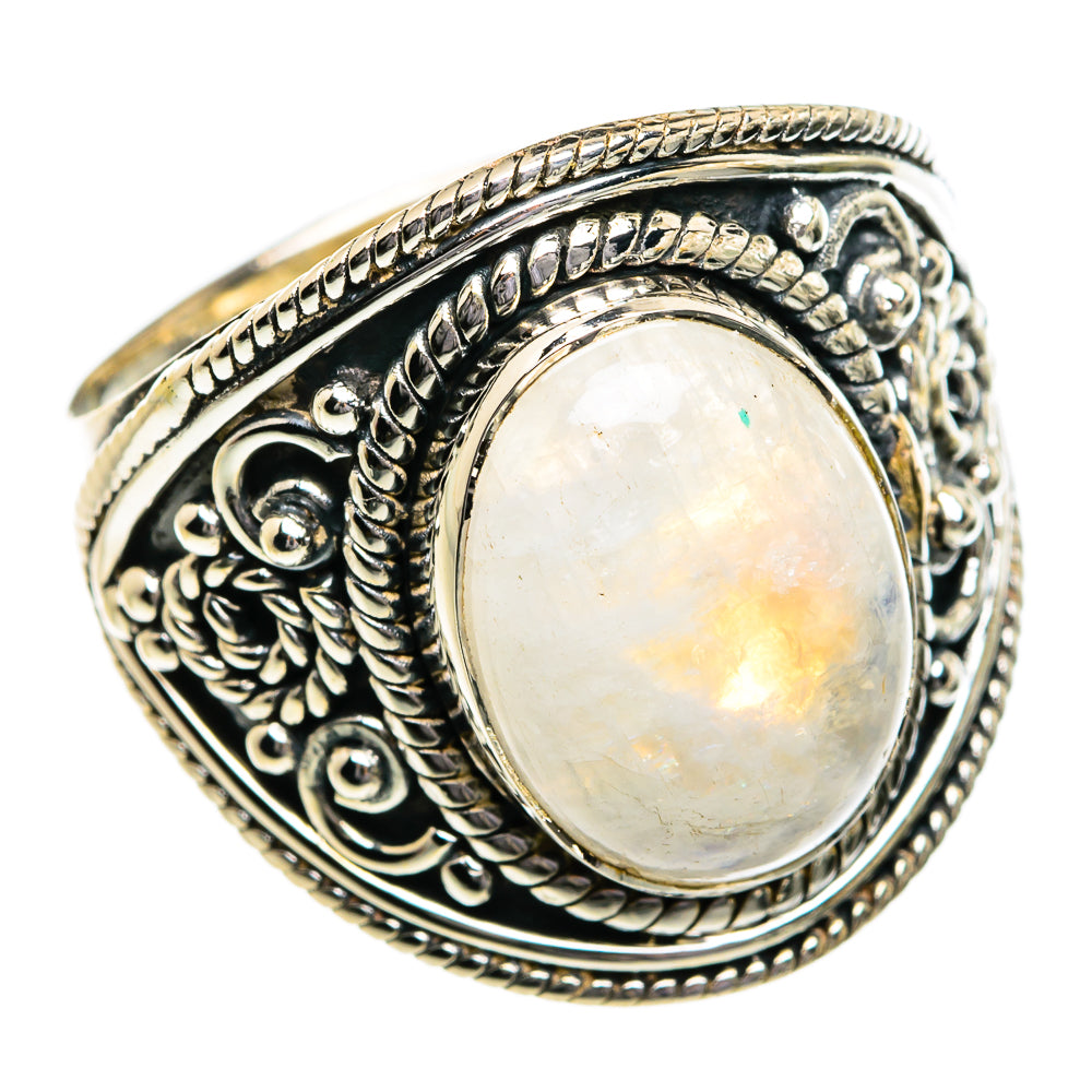 Rainbow Moonstone Rings handcrafted by Ana Silver Co - RING80693