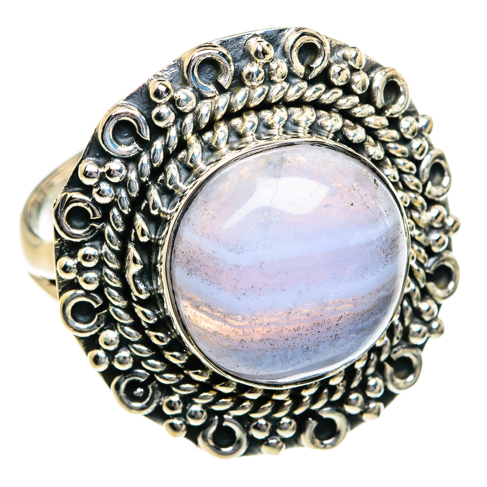 Blue Lace Agate Rings handcrafted by Ana Silver Co - RING80694