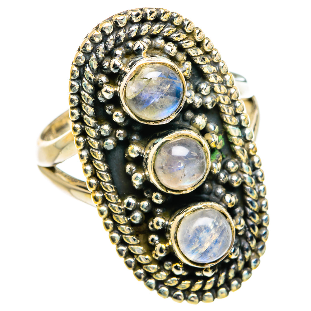 Rainbow Moonstone Rings handcrafted by Ana Silver Co - RING80717